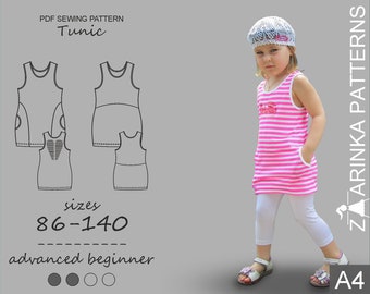 The Wings Cut Back Tunic - PDF pattern, sewing for girls, toddler pattern, girls tunic pattern