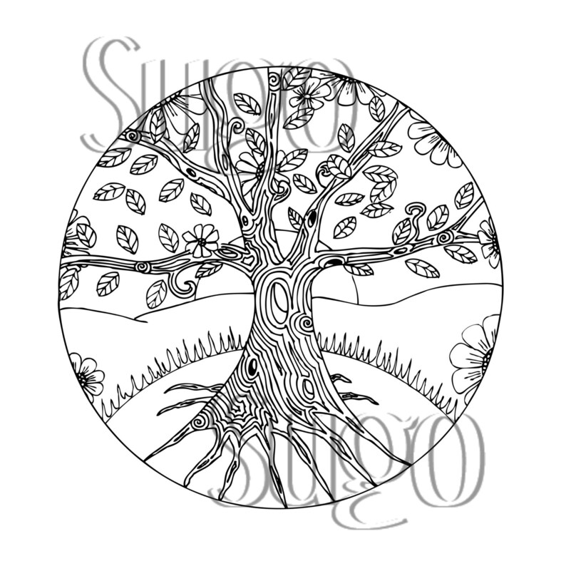 Tree Printable Coloring Page | Etsy