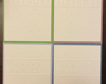 Set of 6 Embossed Happy Birthday Cards / Embossed Greeting Cards / Card ...