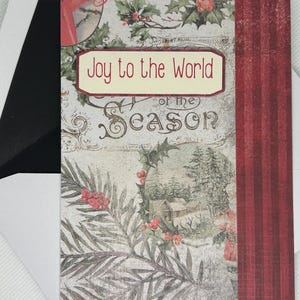 Navidad - Alegría para el mundo - Feliz Navidad - Tarjetas navideñas de invierno - Juego de 4