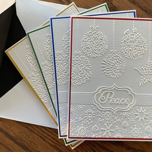 Lot de 4 cartes pour Noël-Paix-Cartes de Noël-Lot de 4