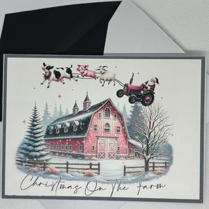 Lot de 4 cartes Noël-Noël à la ferme-Noël-Cartes pour les fêtes de fin d'année