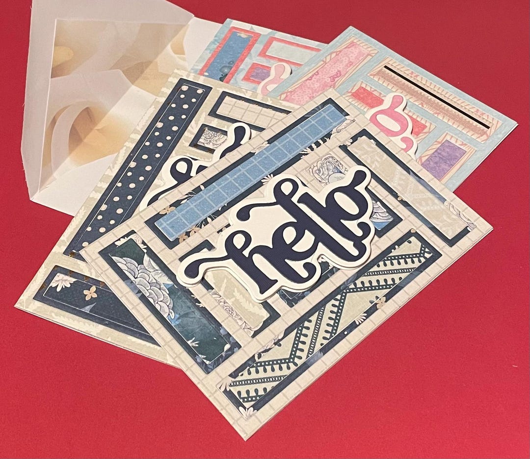 Hello--greeting Card Set of 4 - Etsy