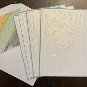 Deer in Winter Embossed Cards-Embossed Christmas Cards-Set of 4