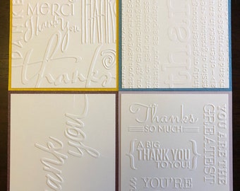 Merci - Cartes de remerciement en relief - Lot de 4