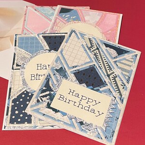 バースデーカード - パッチワークカード - 4枚セット