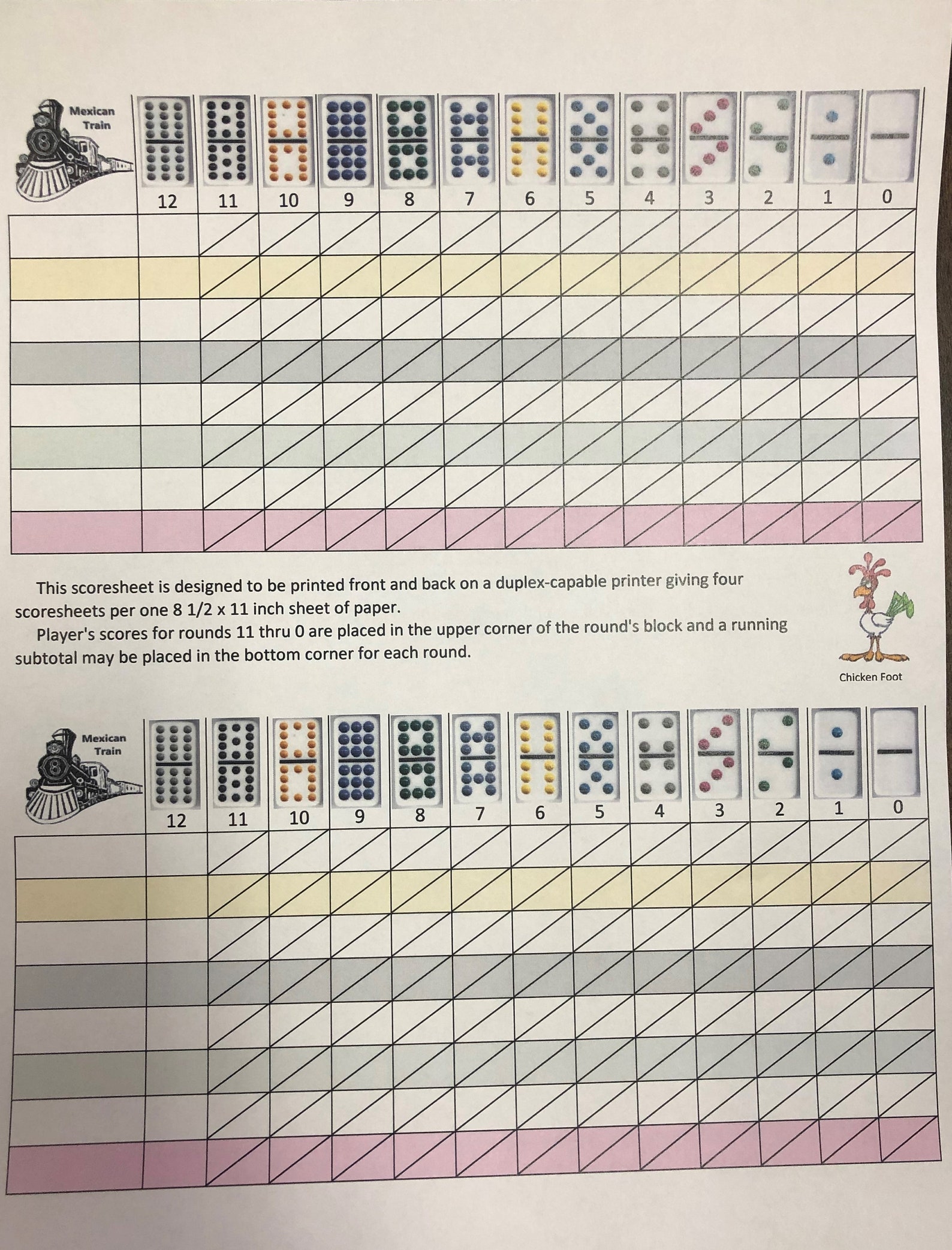 Buy Mexican Train And Chicken Foot Score Sheetdownload Online In India