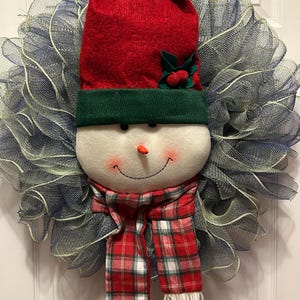 Weihnachtskranz-Schneemann-Kranz-Mesh-Kranz-Deco-Mesh-Kranz-Metallic-Mesh