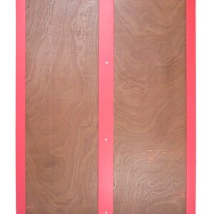 Varnished oak veneer wardrobe with sliding doors vintage 1950s image 4