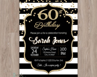 60th birthday invitations etsy