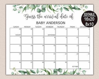 Baby shower calendar | Etsy