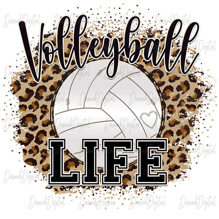 Volleyball life png leopard volleyball sublimation designs Etsy