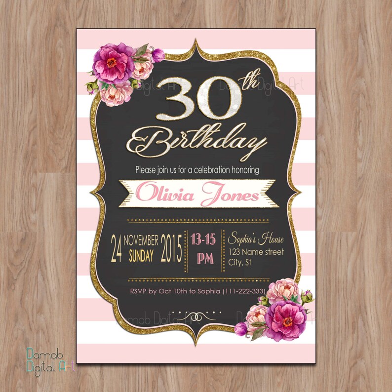 30th Birthday Invitation 30th Birthday Invitation for