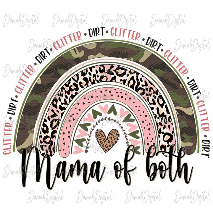 IOEGW Womens Leopard Glitter Dirt Mama of Both Graphic T Shirt Cool Funny Mothers Day Mom Gifts Tee Tops