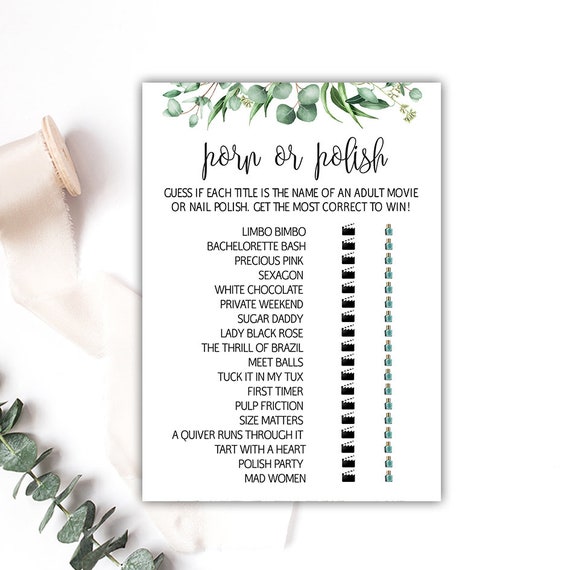 The Place Where 4 - Porn or Polish Game, Bachelorette Games Printable, Bachelorette Party Game  Ideas, Greenery Bridal Shower Games, Hen Party, Hen's Night G04