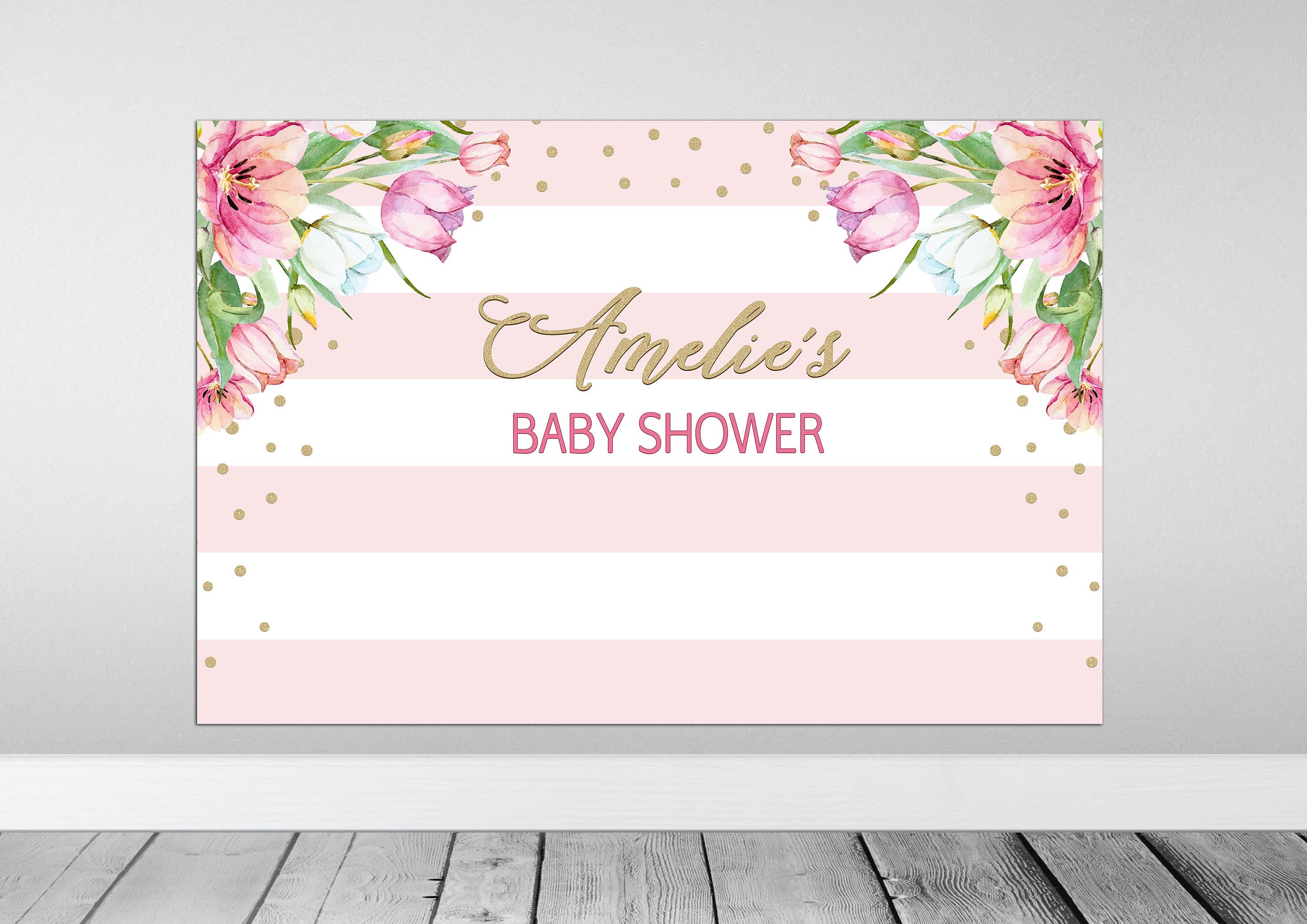 Baby Shower Backdrop Floral Baby Shower Backdrop Printable Etsy