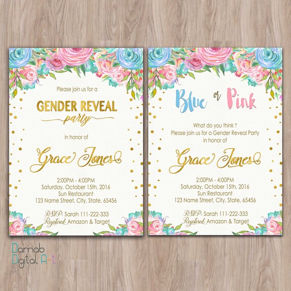Printable Baby Gender Reveal Party Invitations 6