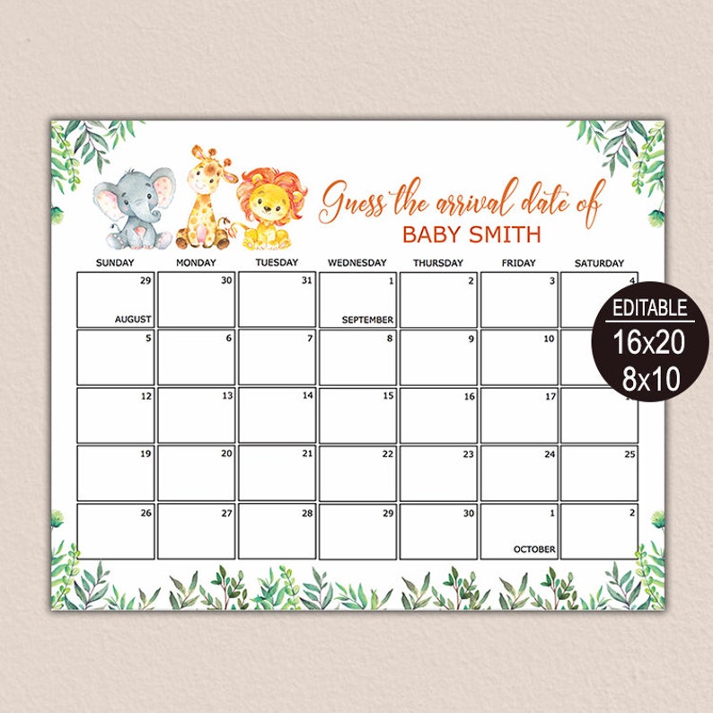 Guess Due Date Calendar Customize And Print
