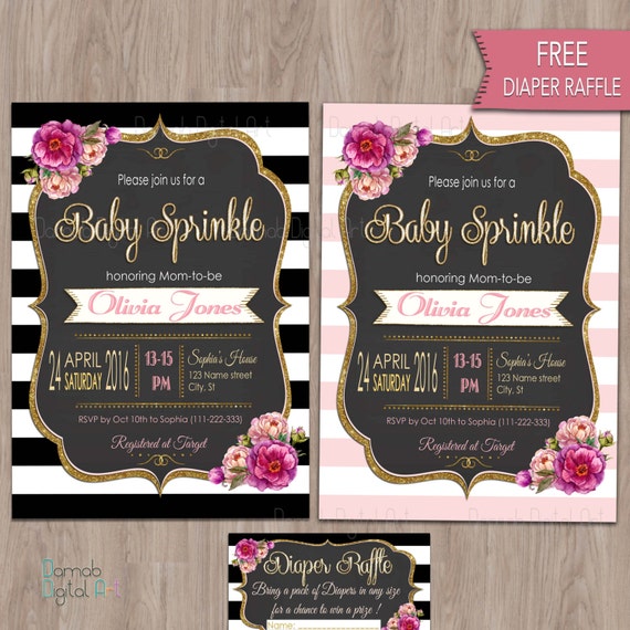 Baby sprinkle invitation girl baby sprinkle invite Pink Gold Etsy