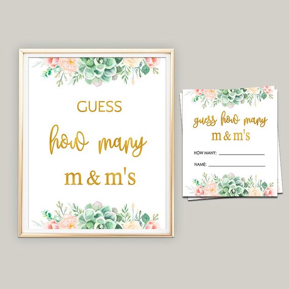 Guess How Many M&amp;m's Game Printable Succulents Bridal | Etsy