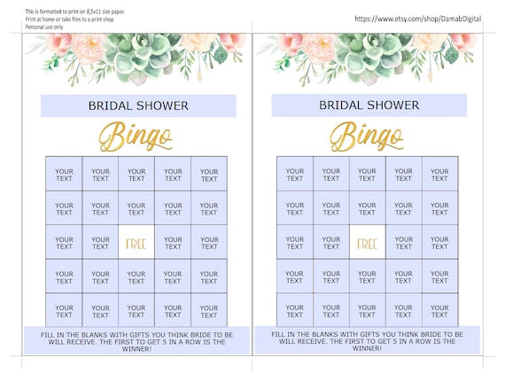editable bingo cards bridal shower bingo cards downloads etsy