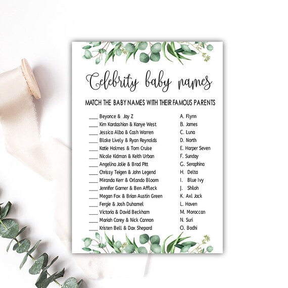 Celebrity Baby Name Game Celebrity Baby Shower Game Etsy