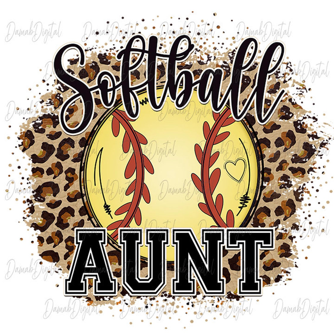 Softball Aunt Png Life Leopard Softball Aunt Sublimation Etsy