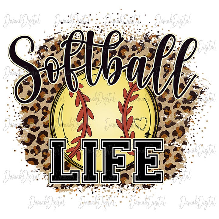 Softball life sublimation png print Leopard Softball mom life | Etsy