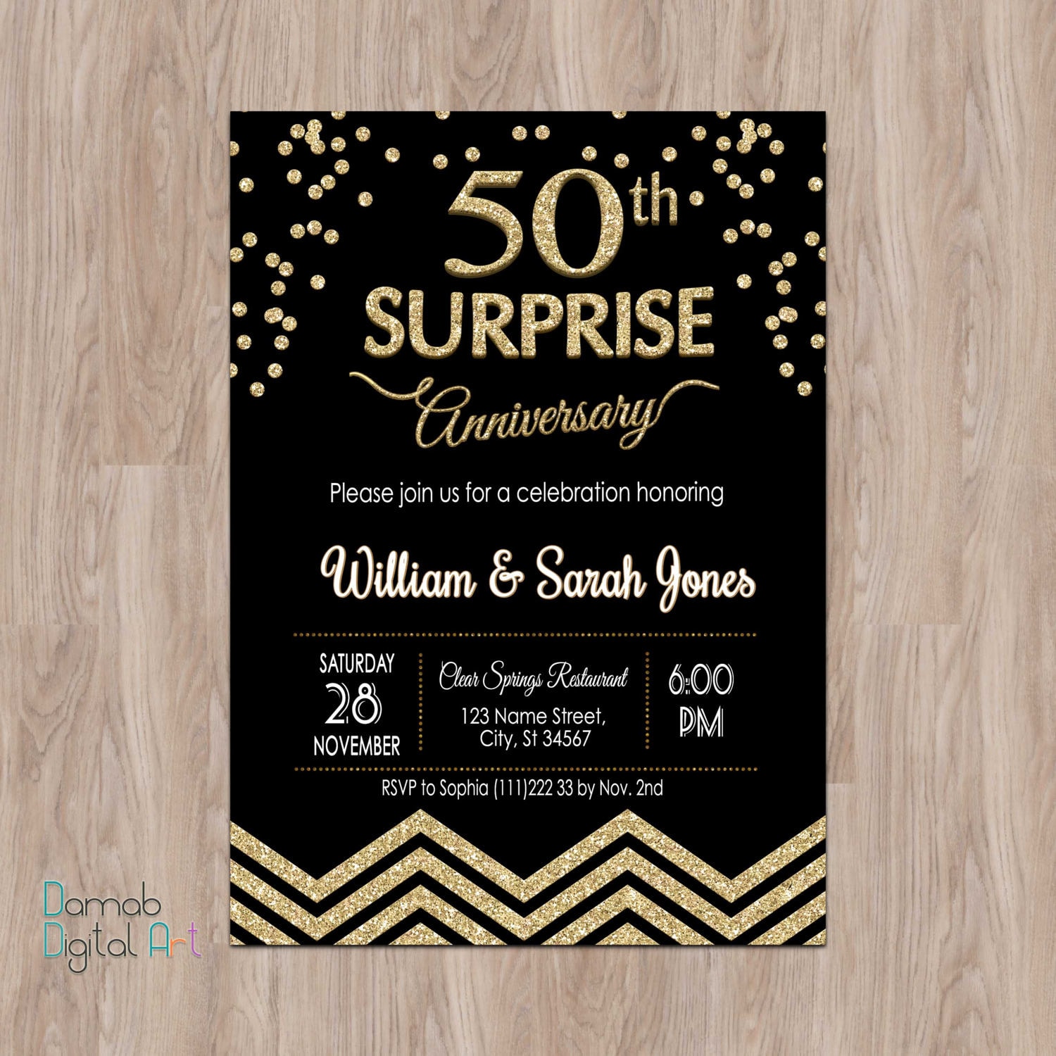 Surprise anniversary invitations 50th Anniversary Invitation | Etsy