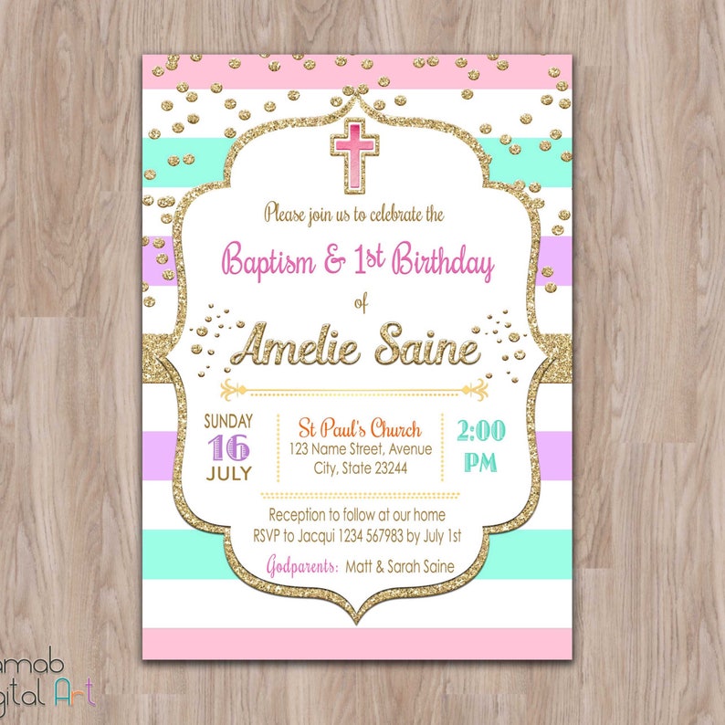 Invitación bautismo y cumpleaños 1r cumpleaños bautismo Etsy