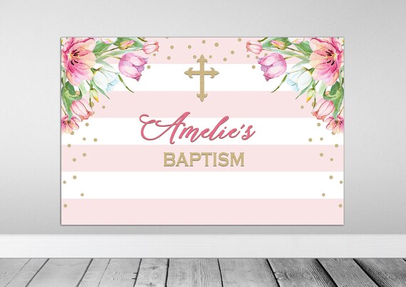BAPTISM BACKDROP For GIRL baptism back drops Printable | Etsy