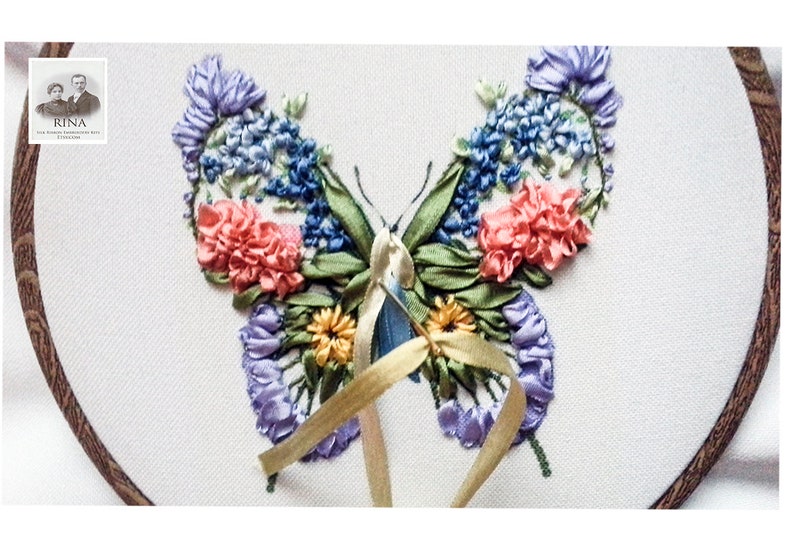 Silk Ribbon Embroidery Kit with Frame Summer butterfly Etsy