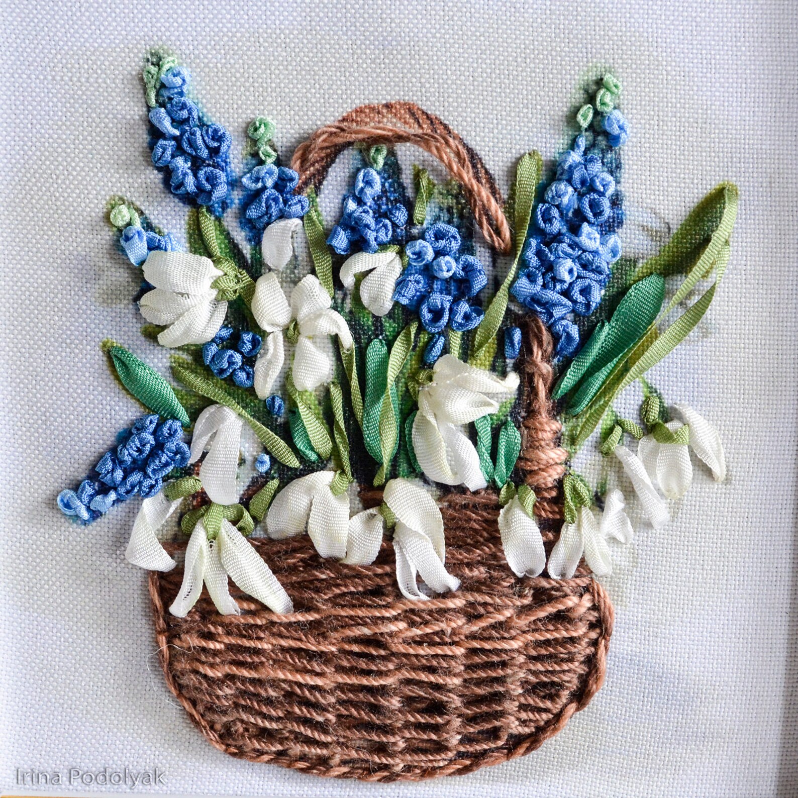 Silk ribbon embroidery kit Snowdrops. Etsy