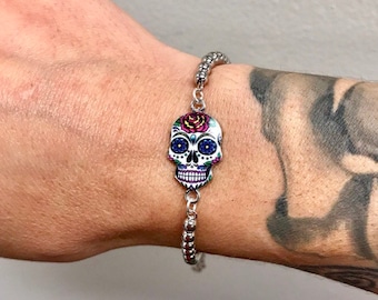 Tricolor Strech Bracelet Spooky Season Sugar Skulls