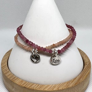 Choice of Bead Stretch Bracelets with Double Sided Love Charms