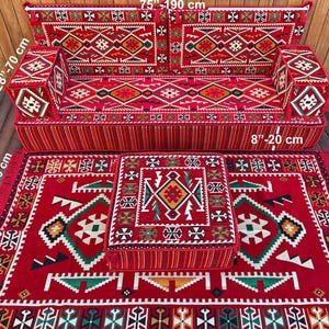 8 inch Thickness Ottoman Sofa, Anatolian Floor Sofa, Turkish Kilim Pillow, Arabic Sofa, Moroccan Style Couch, Oriental Floor Sofa Set,