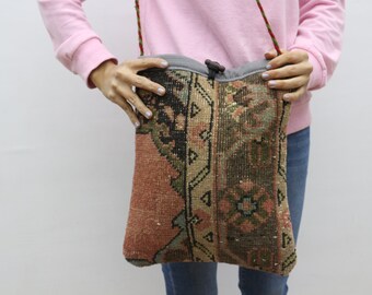 Handbag 12x14 Bag Bags Vintage Bag Handmade Bag Travel Bag Best Gift For Her Turkish Bag Chic Bag Rug Bag Beach Bag SPBag 26