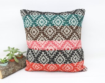 Turkish Kilim Pillow, 16x16 Navajo Pillow, Best Pillow Covers, Brown Pillow, Outdoor Pillow, Embroidered Pillow,Throw Pillow SP4040 7490