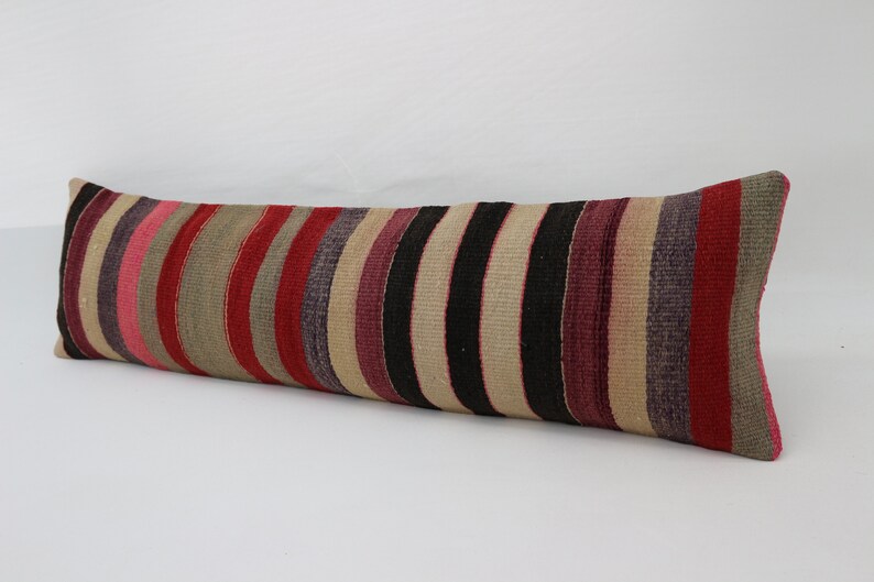 Colorful Stripe Kilim Pillowkilim Pillow Cover 12x42king Etsy