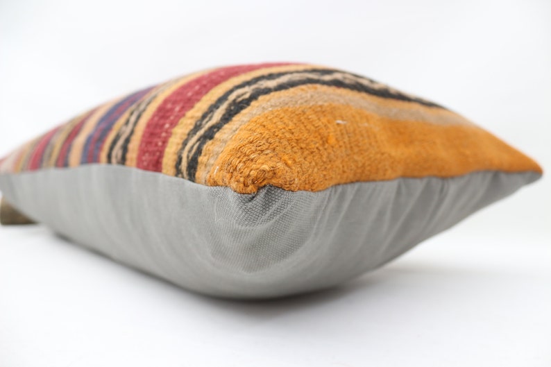 Turkish Kilim Pillow Outdoor Pillow 16x36 Natural Pillow,Lumbar Pillow Covers Striped Pillow Throw Pillow SP4090 573 Red Pillow