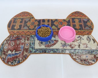 Handmade Bone Shape Kilim Pet Mat, Turkish Rug Pad