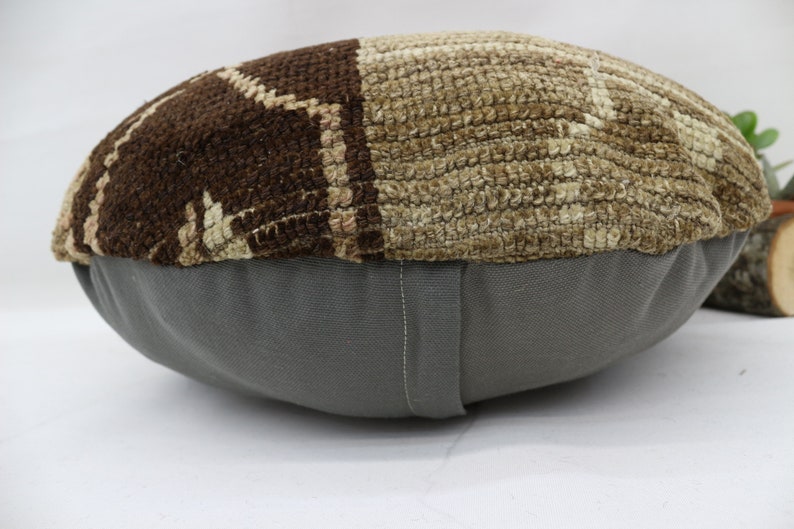 Pillow Cover,Embroidered Pillow Brown Pillow Throw Pillow SP5050-205 Circle Pillow 20x20 Rug Pillow Vintage Pillow Organic Pillow