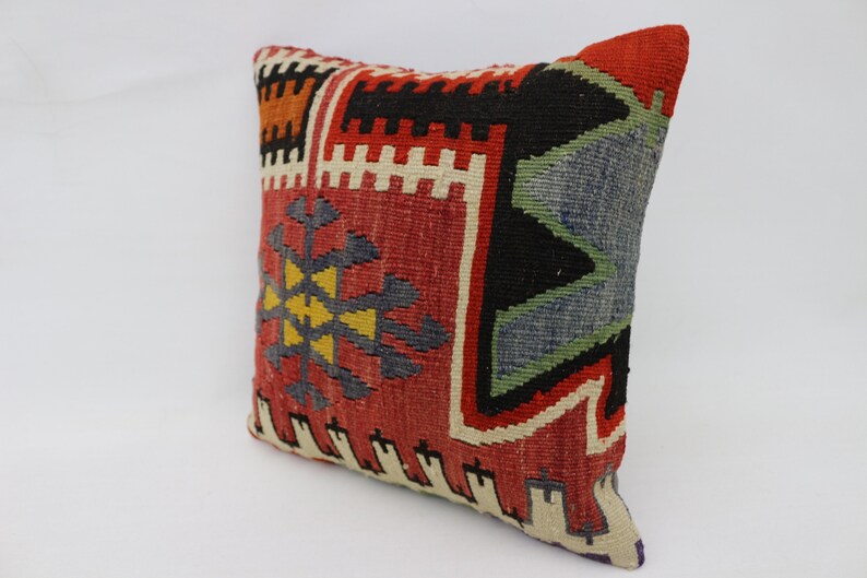 Kilim Pillow,Kilim Pillows,Kilim Pillow Cover,Pillow Covers,Boho Pillow,16x16,Geometric Kilim Pillow SP4040 6037
