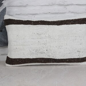 Kilim Pillow, Gift Pillow, 12x20 Vintage Kilim Throw Pillow, Turkish Kilim Pillow, White Pillow Cover, Rectangular Pillow, Hemp Pillow,