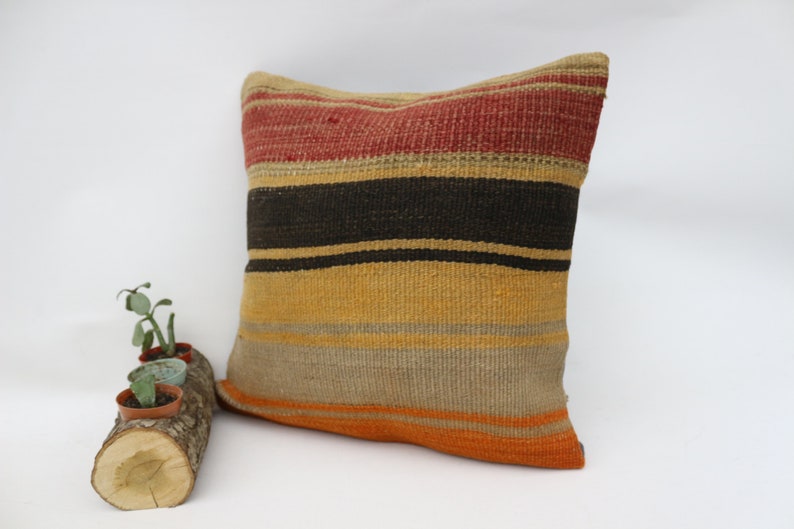 Gift Pillow SP4040 9497 Striped Pillow Yellow Pillow 16x16 Cover,Wholesale Pillow,Kussenhoe,Natural Pillow,Handmade Pillow,Turkish Pillow