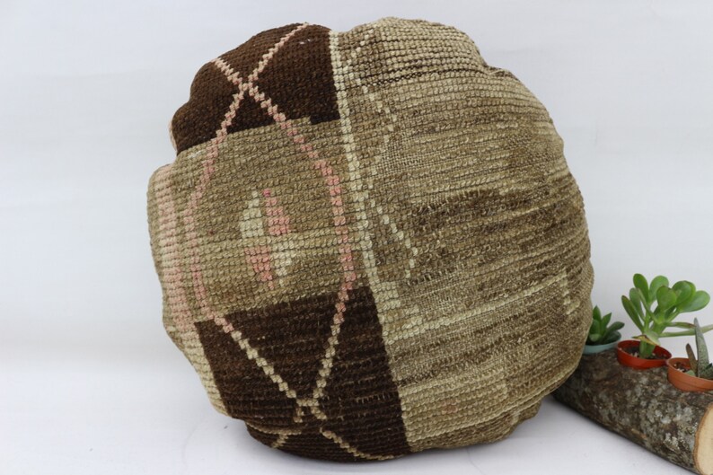 Pillow Cover,Embroidered Pillow Brown Pillow Throw Pillow SP5050-205 Circle Pillow 20x20 Rug Pillow Vintage Pillow Organic Pillow