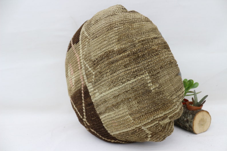 Pillow Cover,Embroidered Pillow Brown Pillow Throw Pillow SP5050-205 Circle Pillow 20x20 Rug Pillow Vintage Pillow Organic Pillow