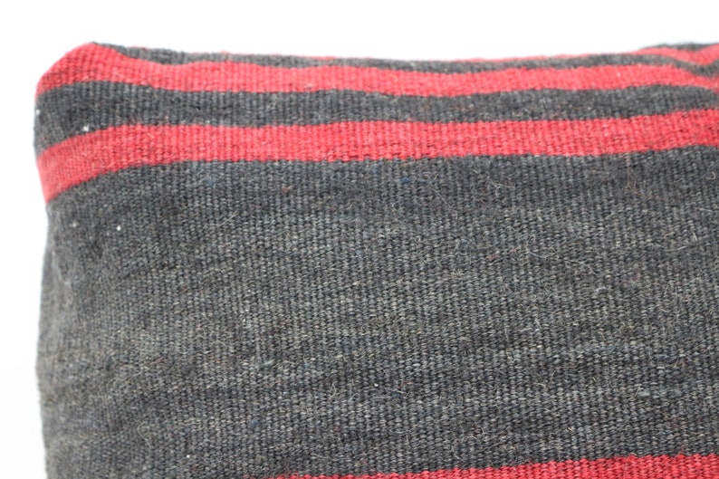 Kilim Pouf,Floor Puff,24x24x6,Pear Seat,Black Striped Pear Pouf,Floor Pillow Cover,Garden Pouf Pillow Cover,Home Decor Puffs SP606015 158