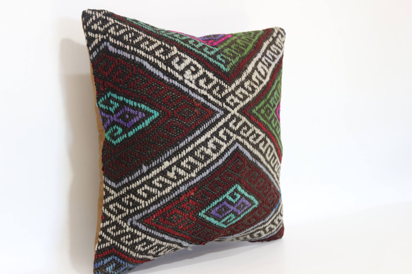 Anatolian Kilim Pillow Embroidered Kilim Pillow 18x18 Turkish Etsy