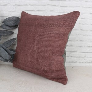 Cojín vintage, cojín bohemio, cojín étnico Kilim de 22x22, cojín de regalo, funda de cojín marrón, cojín de cáñamo, cojín estético, cojín turco de esquina imagen 4